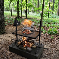 Gril de rôtisserie en métal d'accessoires de BBQ de camping extérieur résistant réglable