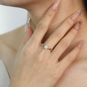 Lab Grown Diamond <b>Solitaire</b> <b>Ring</b> 0.35 Ct Round Brilliant Cut S925 Sterling <b>Silver</b> Twisted Vine Engagement Women's Fine Jewelry - Product Image 4