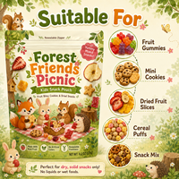 Pochette Doypack Personnalisée Imprimée Colorée de Qualité Alimentaire Refermable avec Fermeture Éclair pour Fruits, Biscuits, Bonbons Gélifiés, Snacks pour Enfants – Format Familial