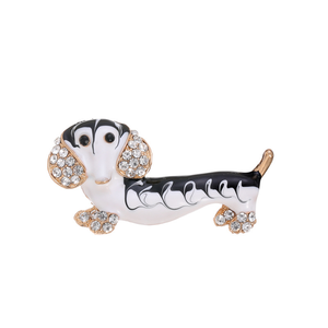 새로운 유행 강아지 오일 드롭 브로치 VIP 개 합금 모조 다이아몬드 상감 동물 핀 만화 의류 선물 배지 - Product Image 6