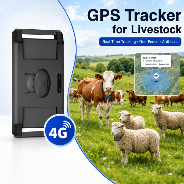 GPS Collar for Cattle & Sheep Real-Time Tracking Android App IP67 Waterproof 4G 1-Year Battery Life Livestock Management
