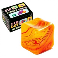Lot de 1 jouet sensoriel en plastique anti-stress, cube et balles souple pour enfants et adultes - Jouet sensoriel pour l'autisme, récompense de classe (Orange)