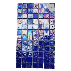 GUCIカスタマイズ透明虹色の厚いクリスタルガラスモザイクバスルームスイミングプールバー壁床アイデアタイル