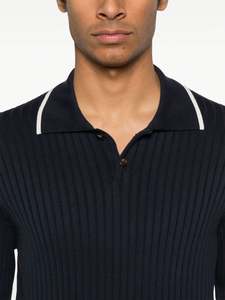 Nueva Camiseta de punto de color sólido informal, Polo de poliéster de algodón de punto de cuello abierto, suéter de hombre - Product Image 3