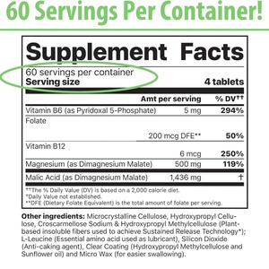 Complément d'extraits de magnésium personnalisé pour favoriser le sommeil, la santé musculaire et cardiaque avec vitamine magnésium, 240 comprimés - Product Image 2
