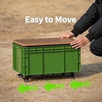 Boîte de rangement pliable Zentopia pour le camping avec plateau en bois, double extension latérale, roulettes pour le camping en plein air, pique-nique, OEM