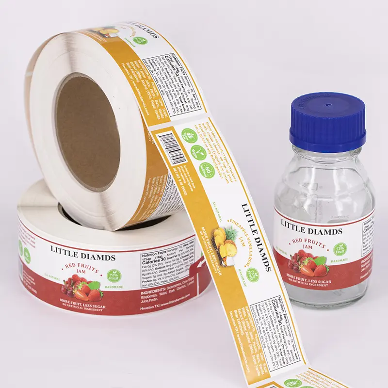 Vendita diretta colore bottiglie di plastica bevande alcoliche adesivi adesivi trasparenti in PVC dorato rotoli etichette autoadesive