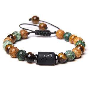 Pulsera de Piedras Naturales Tejidas de la <span class=keywords><strong>Amistad</strong></span> de las Constelaciones, Ojo de Tigre Africano, Pino de Doce, Elástica, Unisex, Regalo, Brazaletes Religiosos - Product Image 5