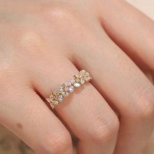 Bague en or massif 18 carats en forme de fleur sertie de diamants naturels Xinfly Real Diamond Gemstone Iced Out 1 Ctw - Product Image 4