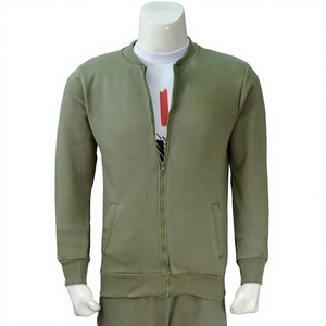 New Color Olive Green Fleece <b>Jackets</b> Zipper Closure Stand Collar Casual Knitted Polyester Solid Color Regular Fit Autumn Wear - Product Image 1