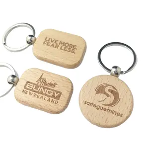 Customized Wooden Keychain new design pendant keychain holder Natural wood key chain ring