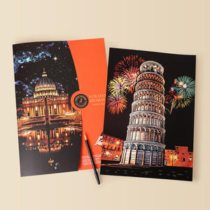 Regalo creativo di compleanno con mappa del mondo e carta di stile <span class=keywords><strong>d</strong></span>'<span class=keywords><strong>amore</strong></span> con carta Scratch Art con architettura colorata per la <span class=keywords><strong>notte</strong></span> - Product Image 3
