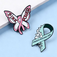 Pins en émail OEM pour la charité, motifs papillon et ruban de sensibilisation, badges à revers pour la sensibilisation au cancer, les événements caritatifs et les cadeaux pour les bénévoles
