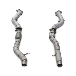 Performance Downpipe For Porsche Cayenne 957 3.6 4.8T 2006-2010 Upgrades Heat Shield Exhaust Free Flow Race Front Down Pipe