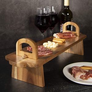 Plato de servicio elevado de madera de acacia 2025, gran soporte <span class=keywords><strong>para</strong></span> pasteles, tabla de quesos, servidor de ensalada, perfecto <span class=keywords><strong>para</strong></span> el té de la tarde, <span class=keywords><strong>tapas</strong></span>, buffets - Product Image 2