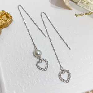 Boucles d'oreilles en argent S925 avec perles de 5-7 mm, accessoires de perles DIY, style amour, creux, support 20916, colliers pendentifs DIY - Product Image 3