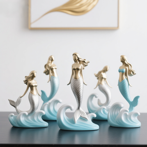 Ensemble d'ornements suspendus sirène en résine, thème océan, décoration de sapin de Noël, figurine sirène <span class=keywords><strong>miniature</strong></span>, cadeau de fêtes - Product Image 2