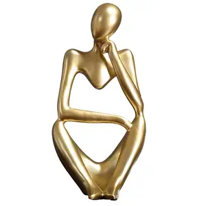 Thinker Style Resin Statue 9.44 Inch Abstract Sculpture