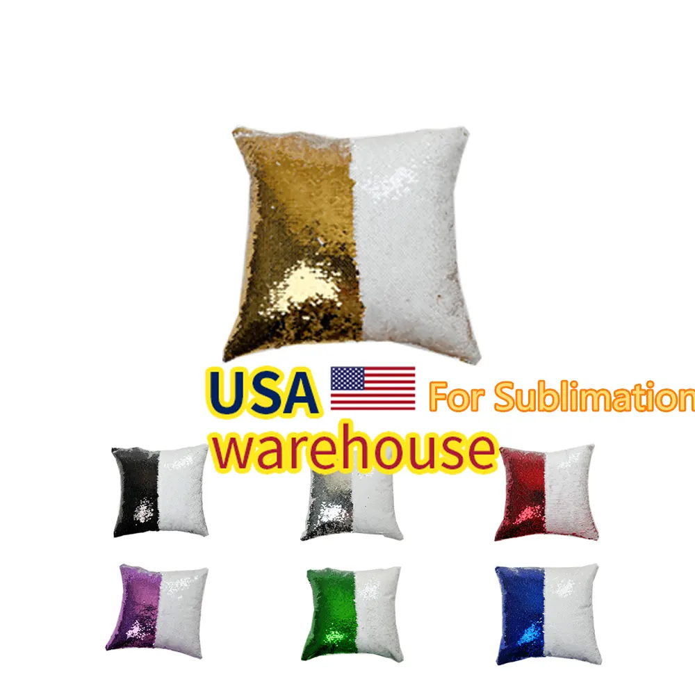 Sublimation Pillow Case Blanks Heat Press Sublimations Throw Pillow Covers Cushion Cover 16x16 Reversible Sequin Pillow Case