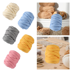 500 Grams Chunky Thick Hand Knitting <b>100</b>% <b>Polyester</b> Velvet Feeling Crochet Tube <b>Yarn</b> for Weaving and Handmade Pet Nest - Product Image 4