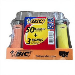 Briquet en plastique classique et électrique Bi C, coupe-vent, à silex, pour cigarettes et barbecue, pour le camping et les cadeaux - Product Image 1