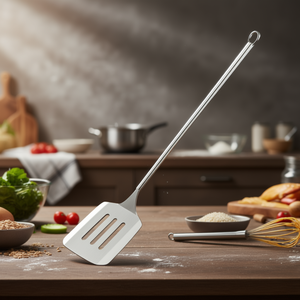 Spatola in acciaio inossidabile con manico lungo, utensile da cucina per mescolare e agitare - Product Image 3