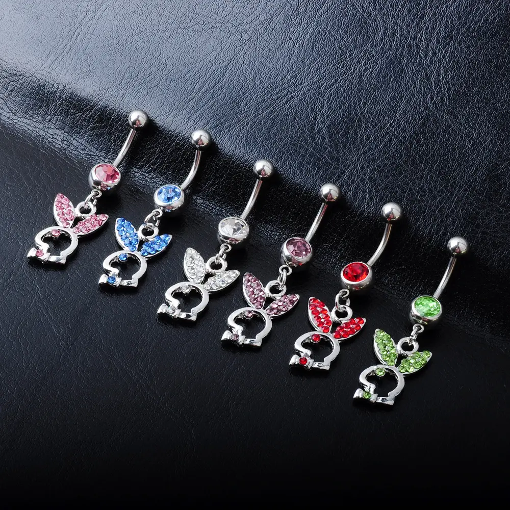 Body Piercing Sieraden Schattige Konijn 316L Rvs Play Boy Bunny Belly Ringen Voor Navel Piercing Sieraden