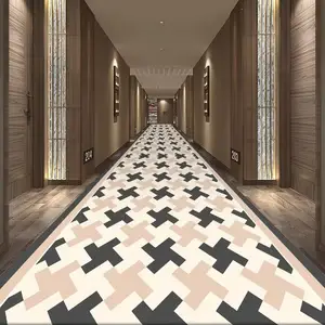 フェイクカシミアの耐摩耗性と滑り止めのロングストリップカーペット、商業ホテルの廊下用の完全に覆われたカーペット