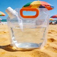 Poche souple portable et durable en plastique transparent avec bec verseur et poignée pour eau potable, liquides et boissons (1,5L, 2,5L, 5L)