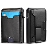 Porte-carte en métal mince bloquant la RFID Porte-monnaie mince en aluminium Porte-cartes automatique Pop-up