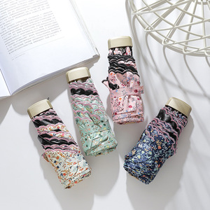 Thời Trang Phụ Nữ UV Bảo Vệ In Hoa Siêu Nhẹ Tiny Five Fold Umbrella Với Pouch - Product Image 1