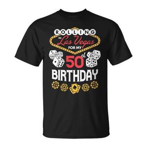 T-shirt unisexe pour adulte, à manches courtes, col rond, imprimé en sérigraphie, pour mon 50e anniversaire à Las Vegas - Product Image 1