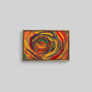 Abstract Red and Yellow Swirl Painting: Modern Printed <b>Canvas</b> Wall Art,GOLD <b>FRAMED</b> <b>CANVAS</b> - Product Image 2