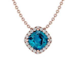 Collier chaîne pour femme en or rose plaqué topaze bleue, élégant, cadeau de mode, vente en gros d'usine - Product Image 1