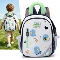 Sac à dos de maternelle nouveau style avec bretelles courbes, ultra-léger, soutien dorsal, motif dessin animé mignon, en polyester