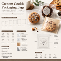 Sacs d'emballage individuels transparents mats imprimés sur mesure pour biscuits, sachets thermoscellables pour biscuits faits maison et collations