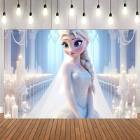5 * 3ft 7 * 5ft dondurulmuş prenses Elsa kale temalı Poster afiş arka plan planında doğum günü partisi düğün süslemeleri