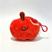 Kawaii rode appel pluche mini portemonnee, grappige cartoon fruit pluche muntentas sleutelhanger