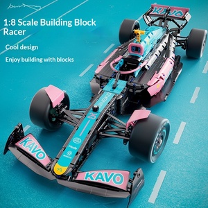 66655 Voiture de course de Formule 1 bleue et rose en plastique ABS, blocs de construction DIY, modèle cool, jouet éducatif, <span class=keywords><strong>puzzle</strong></span>, cadeau pour enfants - Product Image 1