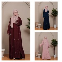 Abaya Modeste à Motif Nœud en Dentelle, Mode Aïd, Abaya de Dubaï, Vêtements Islamiques pour Femmes, Abaya Fermée, Robe Musulmane pour Mariages et Fêtes d'Été