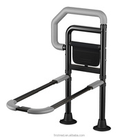 Barre d'assistance de lit réglable à installation sans outil, avec lumière à capteur de mouvement, pieds à ventouse en acier à haute teneur en carbone, hauteur réglable en 14 niveaux, pour seniors