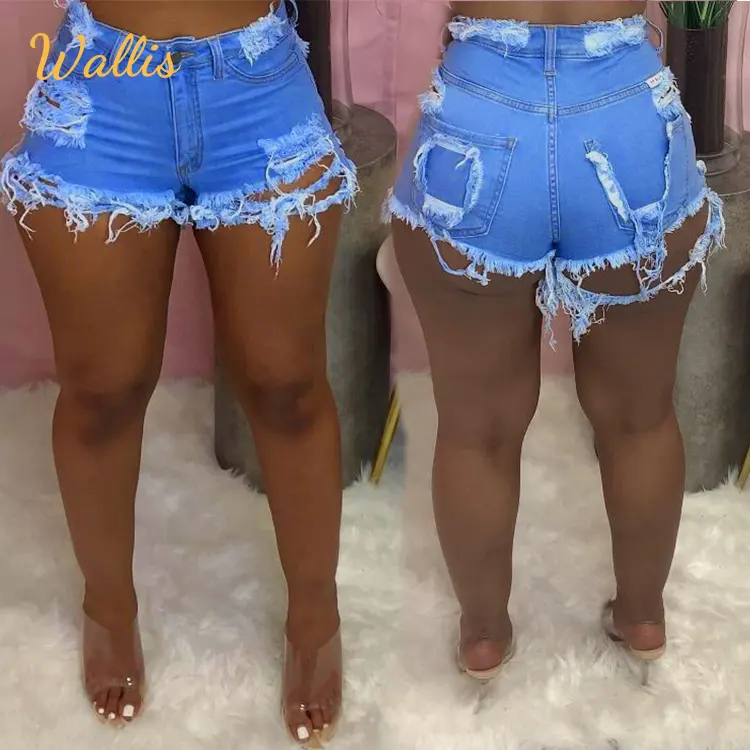 Fashion Summer Femme Booty Mujer Shorts High Waists Ladies Ripped Hollow Out Hole Streetwear Sexy Woman Jeans Denim Shorts