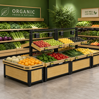 Professioneel commercieel displayrek voor groenten en fruit voor groentenwinkels, metalen constructie, op maat gemaakt.