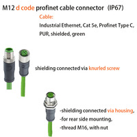 Connecteur de câble Profinet M12 code D CAT5e/CAT6 Ethernet industriel mâle/femelle avec contacts en cuivre plaqué or IP67 4A 60V DC