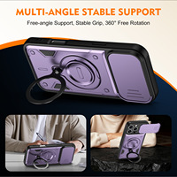Étui de téléphone portable de luxe antichoc en TPU+PC avec support magnétique et protection d'objectif pour iPhone 18 17 16 15 14 13 12 Pro Max
