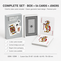Cartes à Jouer Classiques Personnalisées OEM/ODM, Jeu de 54 Cartes, Dos Géométrique, Coins Arrondis, Finition Vernie, Tailles Personnalisées, Boîte en Papier