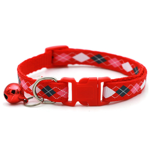 Classico <span class=keywords><strong>collare</strong></span> per cani intelligente con griglia rombica stampata in poliestere piccolo anello con <span class=keywords><strong>nome</strong></span> di campana con fibbia in plastica colorata per animali domestici - Product Image 2