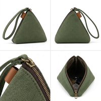 Sac de shopping portable en toile triangulaire, grande capacité, structure robuste, petit format, avec porte-monnaie et dragonne, vente en gros