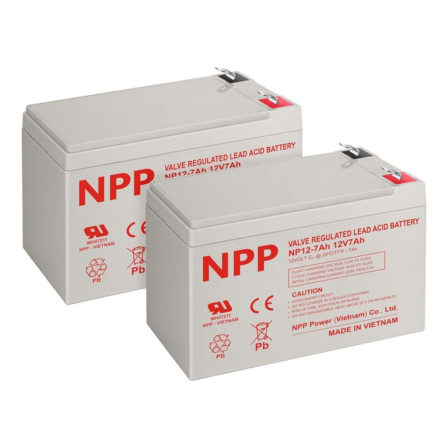 NPP USA Warehouse 12V 7Ah Rechargeable AGM SLA Battery with F1 Terminals for ADT Security Alarm System UPS Verizon Fios Box Etc