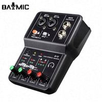 DAYMIC Mini Mixer Audio USB a 2 Canali con Alimentazione Phantom 48V, Materiale ABS, Modello Q12-C04, Console Audio Nera per DJ/Uso in Club